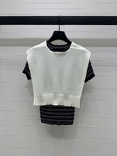 MIU 25S SHORT SLEEVE STRIPED KNITTED CAPE 264138
